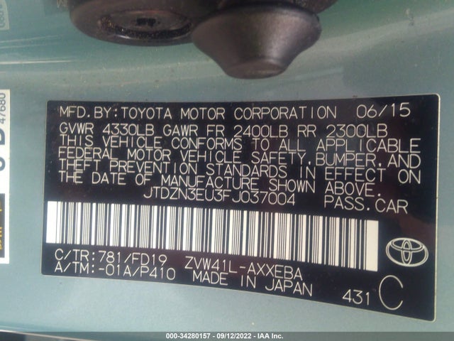 2015 Toyota Prius, VIN: JTDZN3EU3FJ037004
