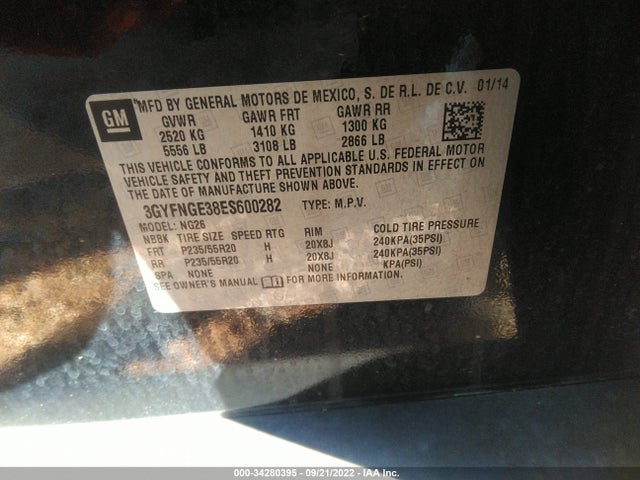 2014 Cadillac SRX, VIN: 3GYFNGE38ES600282