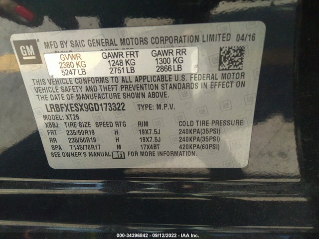 2016 Buick Envision, VIN: LRBFXESX9GD173322