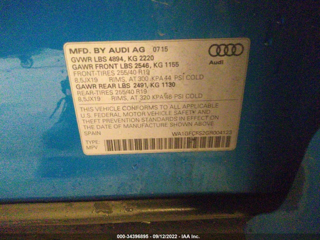 2016 Audi Q3, VIN: WA1GFCFS2GR004123