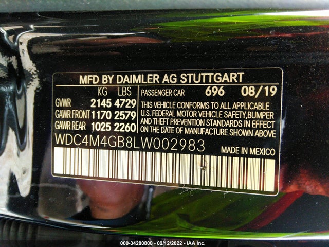 2020 Mercedes-Benz GLB-Class, VIN: WDC4M4GB8LW002983