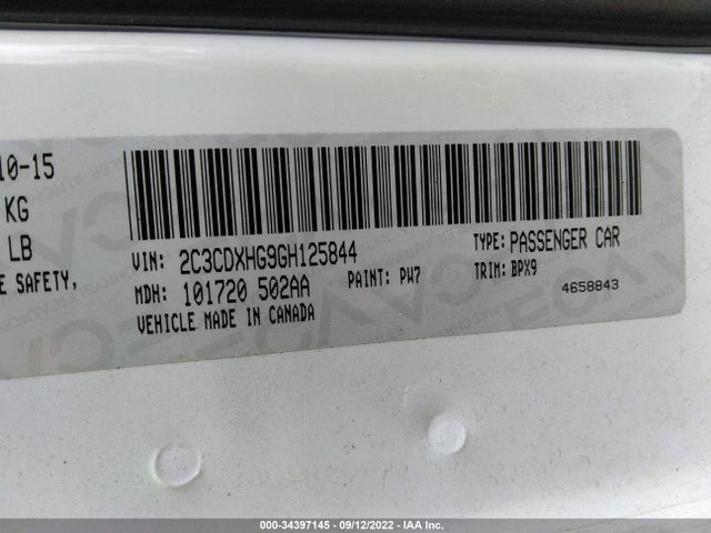 Dodge Charger Sxt 2016 2C3CDXHG9GH125844 Image 9