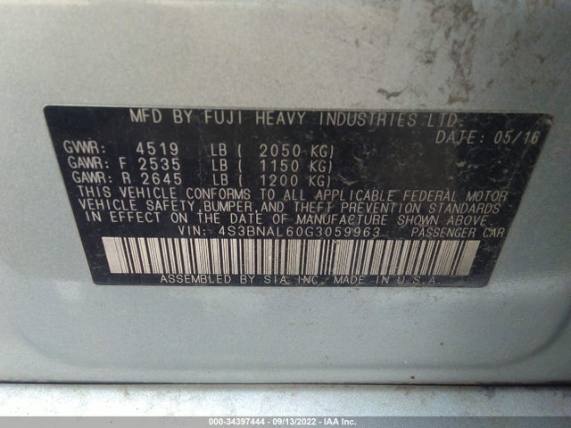 2016 Subaru Legacy, VIN: 4S3BNAL60G3059963
