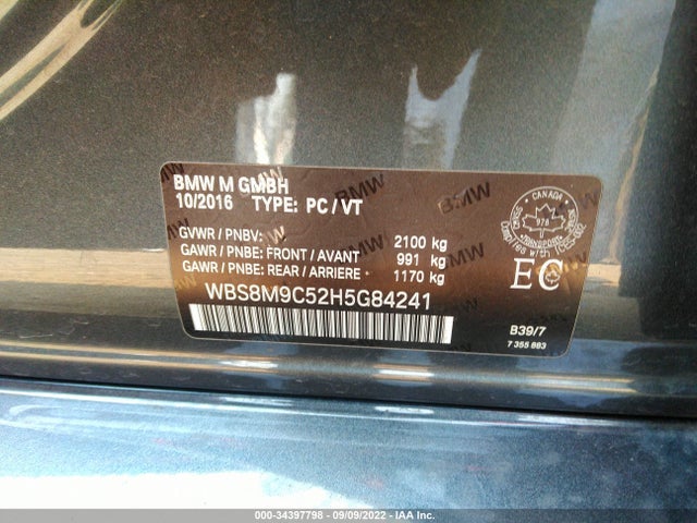 2017 BMW M3, VIN: WBS8M9C52H5G84241