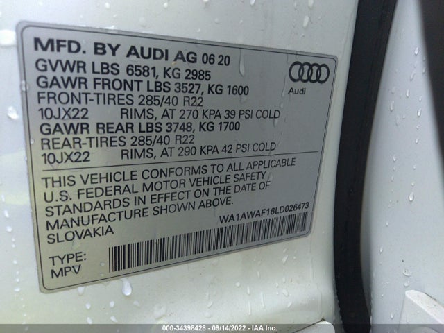 2020 Audi SQ7, VIN: WA1AWAF16LD026473