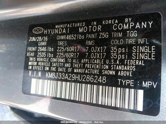 Hyundai Tucson Eco 2017 KM8J33A29HU286248 Image 9