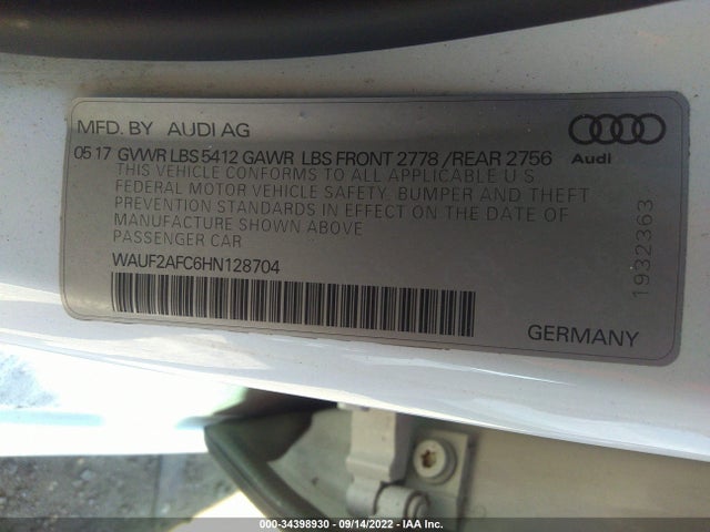 WAUF2AFC6HN128704 Audi A6 Premium Plus