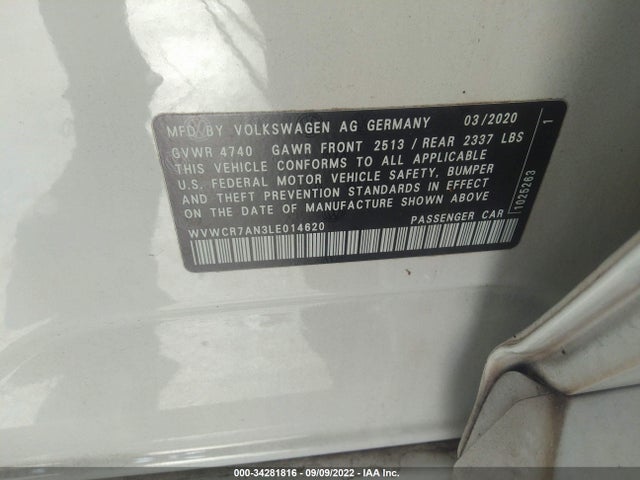 2020 Volkswagen Arteon, VIN: WVWCR7AN3LE014620