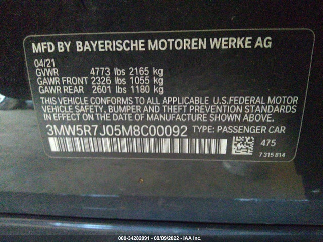 BMW 3 Series 330i Xdrive 2021 аукцион фото