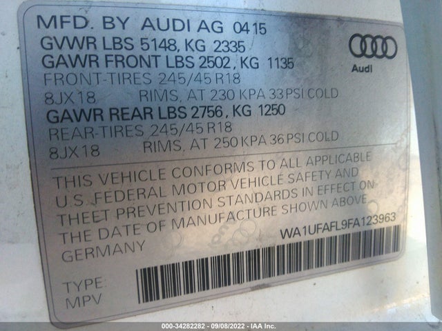 WA1UFAFL9FA123963 Audi Allroad Premium Plus