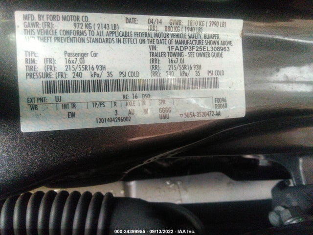 Продажа на аукционе авто 2014 Ford Focus Se, vin: 1FADP3F25EL308963, номер лота: 34399955