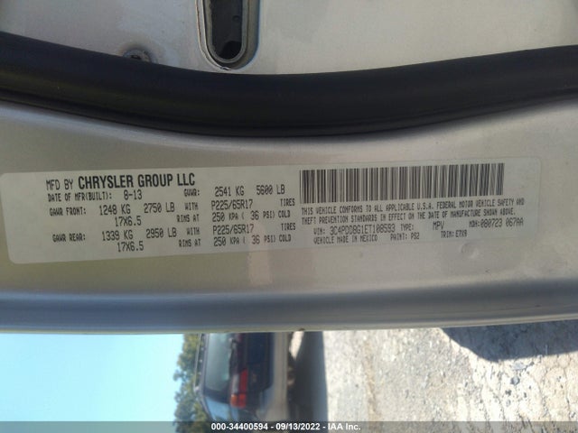 2014 DODGE JOURNEY SXT VIN: 3C4PDDBG1ET108593