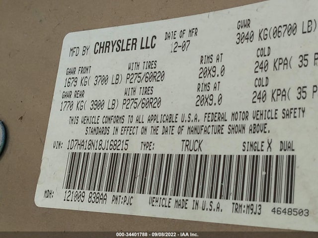 Dodge Ram 1500 Slt 2008 1D7HA18N18J168215 Image 11