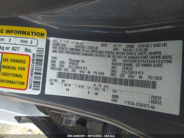 2017 Ford Focus, VIN: WF0DP3THXH4122396