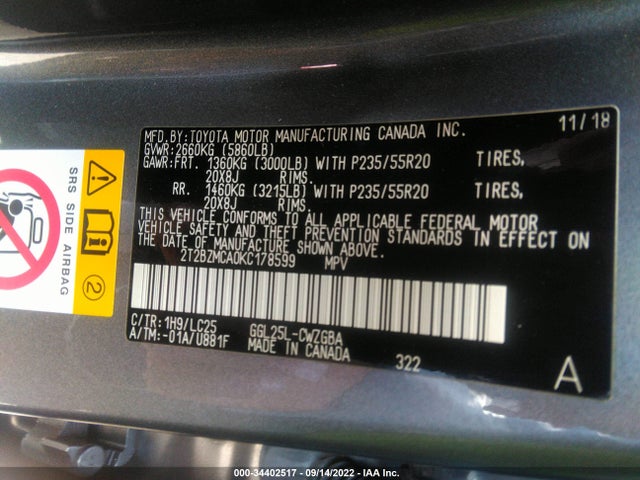2019 Lexus RX, VIN: 2T2BZMCA0KC178599