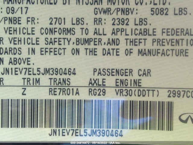 2018 Infiniti Q60, VIN: JN1EV7EL5JM390464