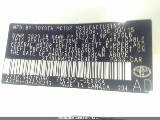 Toyota Corolla S Plus 2015 2T1BURHE0FC409678 Image 9
