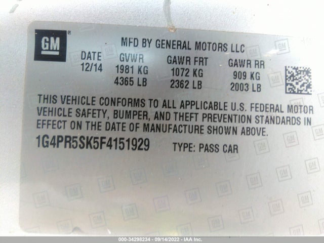 2015 Buick Verano, VIN: 1G4PR5SK5F4151929