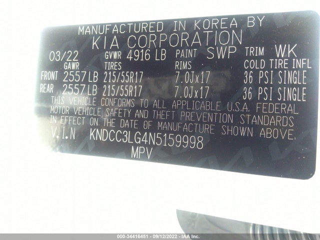 2022 Kia Niro, VIN: KNDCC3LG4N5159998