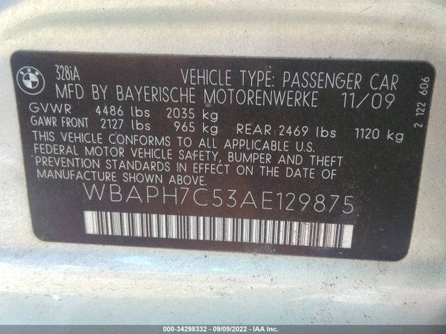 BMW 3 Series 328i 2010 WBAPH7C53AE129875 Image 10