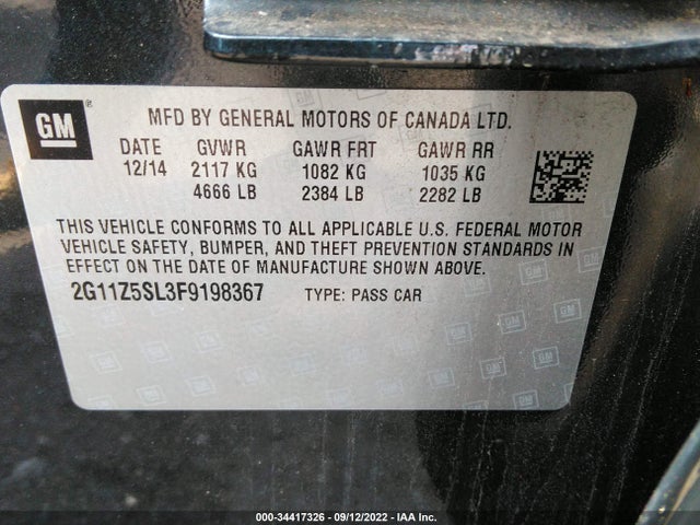 2015 CHEVROLET IMPALA LS VIN: 2G11Z5SL3F9198367