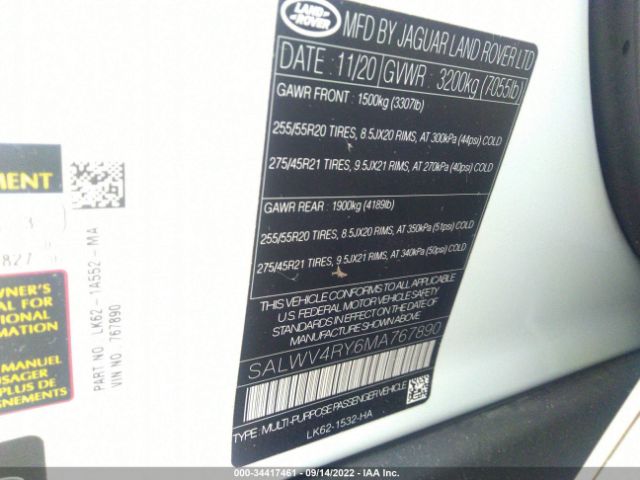 SALWV4RY6MA767890 Land Rover Range Rover Sport Autobiography