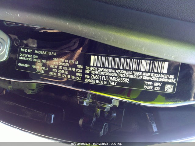 2021 Maserati Levante, VIN: ZN661YUL0MX363582