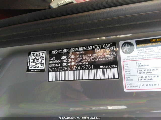 2021 Mercedes-Benz G-Class, VIN: W1NYC7HJ6MX422781