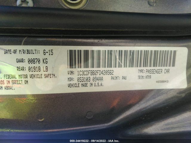 1C3CDFBB2FD420562 Dodge DART SXT
