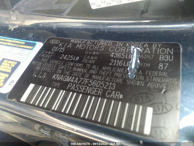 2015 Kia Optima, VIN: KNAGM4A77F5605213