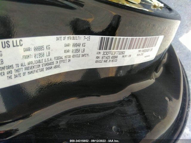 2015 Fiat 500e, VIN: 3C3CFFGE3FT732963