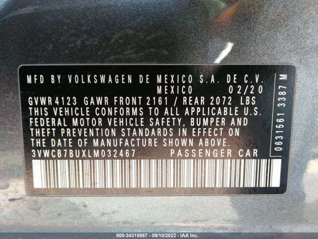 3VWCB7BUXLM032467 Volkswagen Jetta S/se/r-line