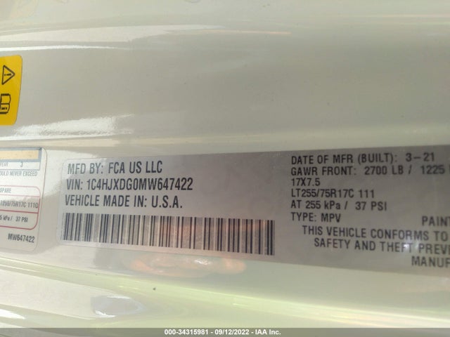 1C4HJXDG0MW647422 Jeep Wrangler Unlimited Willys 4x4
