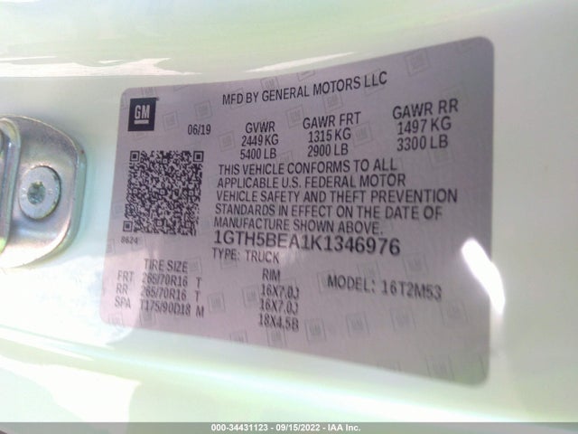 2019 GMC Canyon, VIN: 1GTH5BEA1K1346976