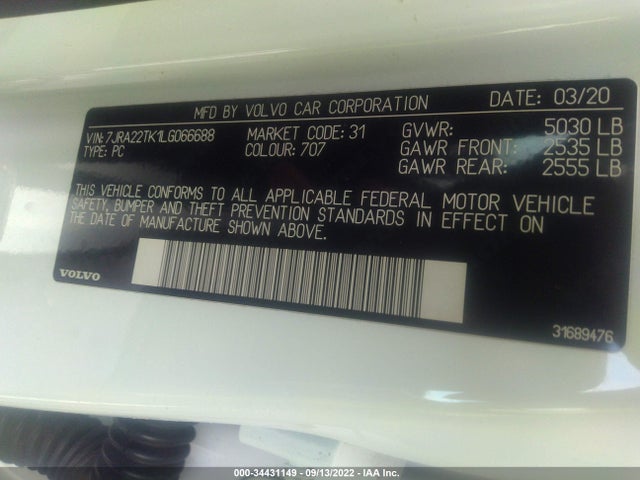 2020 Volvo S60, VIN: 7JRA22TK1LG066688