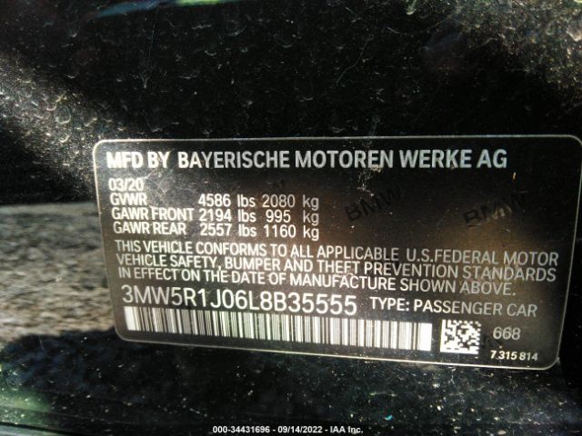 2020 BMW 3 SERIES 3MW5R1J06L8B35555 Photo 8
