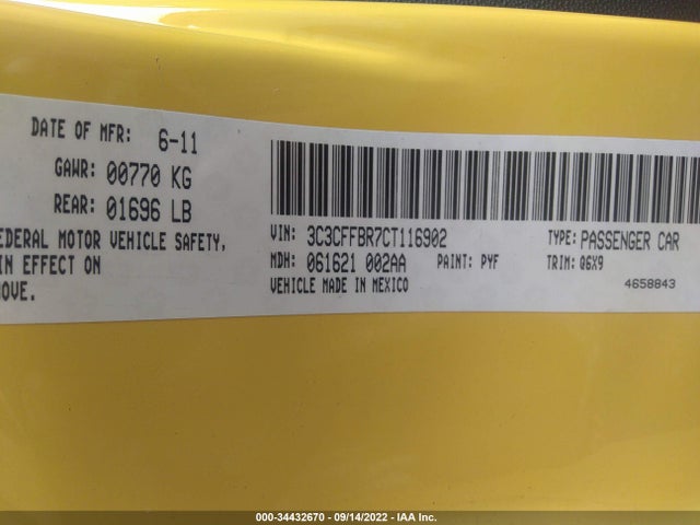 3C3CFFBR7CT116902 Fiat 500