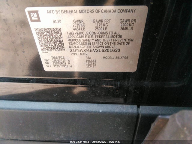 Chevrolet EQUINOX LT 2020 2GNAXKEV2L6201630 Image 10