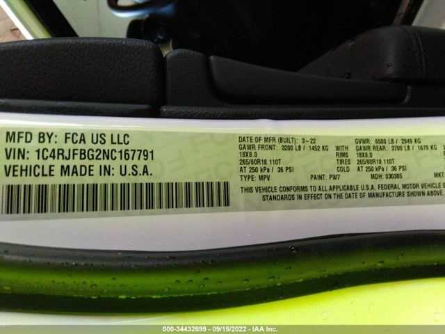 2022 Jeep Grand Cherokee, VIN: 1C4RJFBG2NC167791