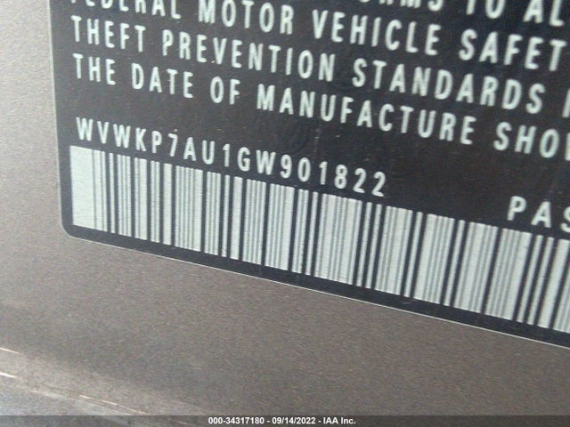 2016 Volkswagen Golf, VIN: WVWKP7AU1GW901822