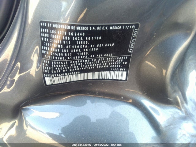 3VV2B7AX6LM065669 Volkswagen Tiguan Se/sel/se R-line Black