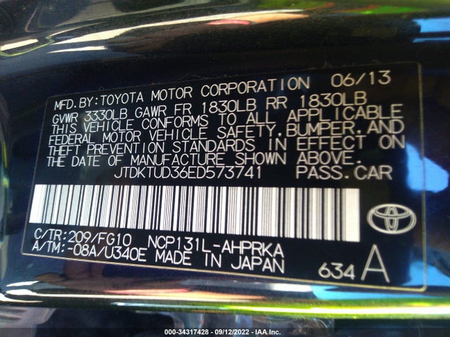 2014 Toyota Yaris, VIN: JTDKTUD36ED573741
