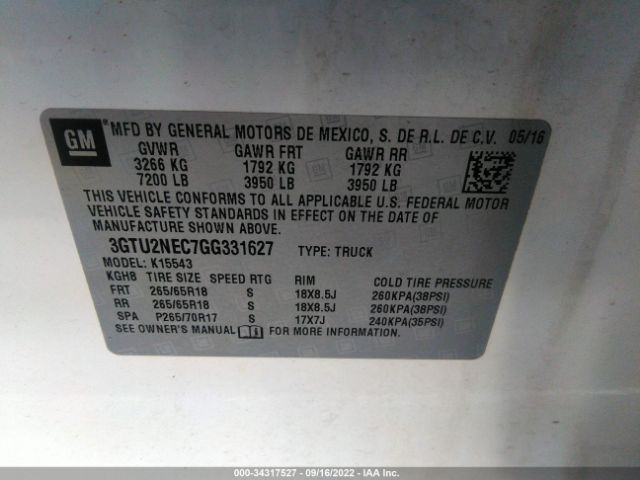 3GTU2NEC7GG331627 GMC Sierra 1500 Slt
