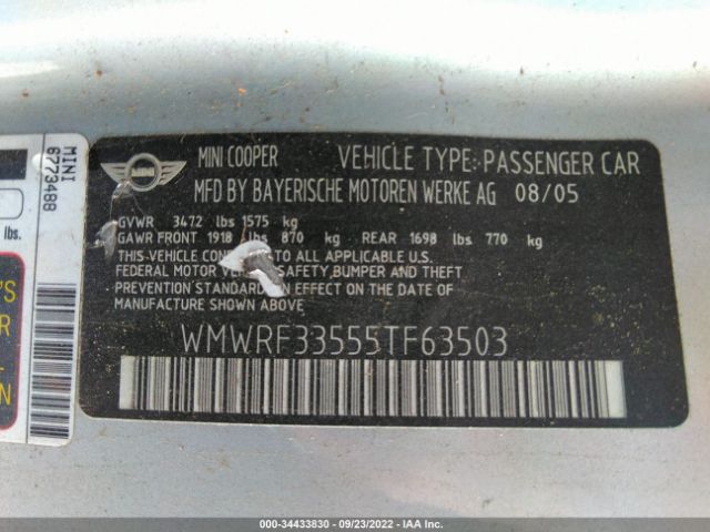 WMWRF33555TF63503 Mini COOPER CONVERTIBLE