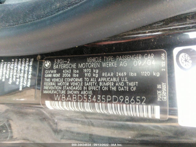 BMW 3 Series 330ci 2005 WBABD53435PD98652 Image 10