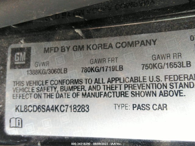 Chevrolet Spark Lt 2019 KL8CD6SA4KC718283 Image 10