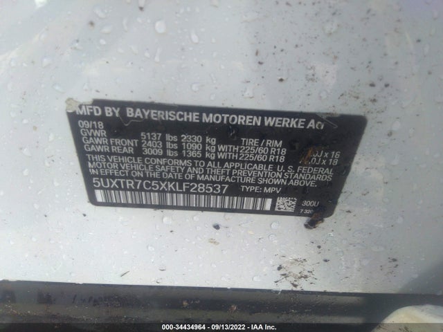 2019 BMW X3, VIN: 5UXTR7C5XKLF28537