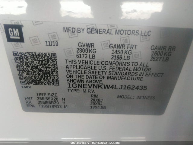 Chevrolet Traverse High Country 2020 1GNEVNKW4LJ162435 Image 9