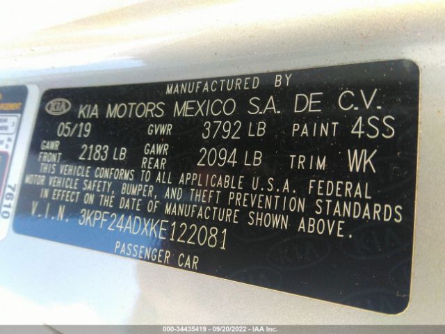3KPF24ADXKE122081 KIA Forte Lxs