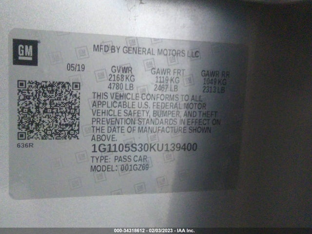 Chevrolet Impala Premier 2019 1G1105S30KU139400 Image 9